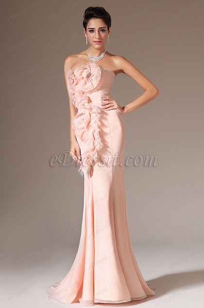 eDressit 2014 Nouveauté Rose Bustier Sirène Fleurs Robe de Soirée Longue (02144501)