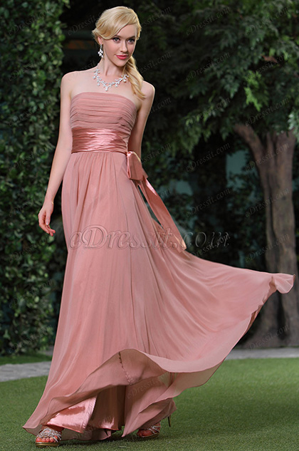 Новое Розовое Плиссированное Вечернее Платье/Платье для Подружек Невесты без Рукава (C00119246)