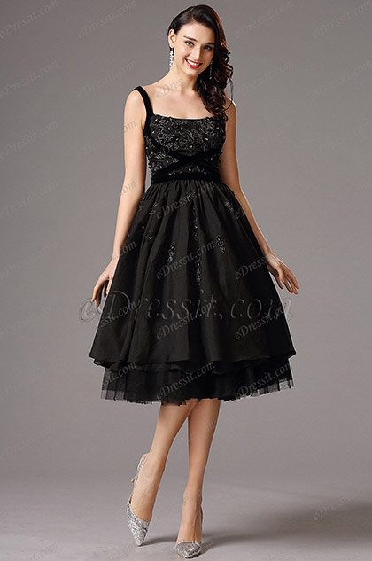  Flattering Black Vintage Layered Cocktail Dress Party Dress