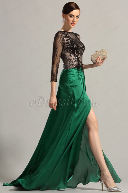 Robe vert emeraude longue