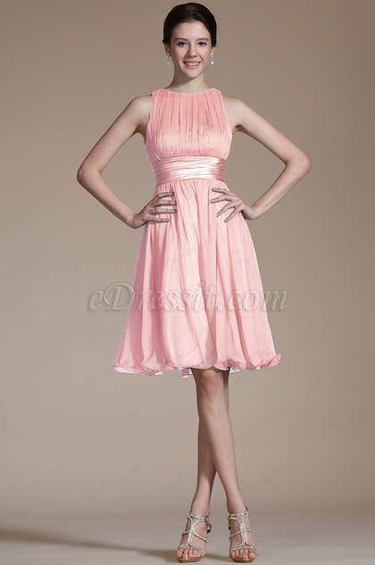 Pink Sleeveless Short Cocktail Dress