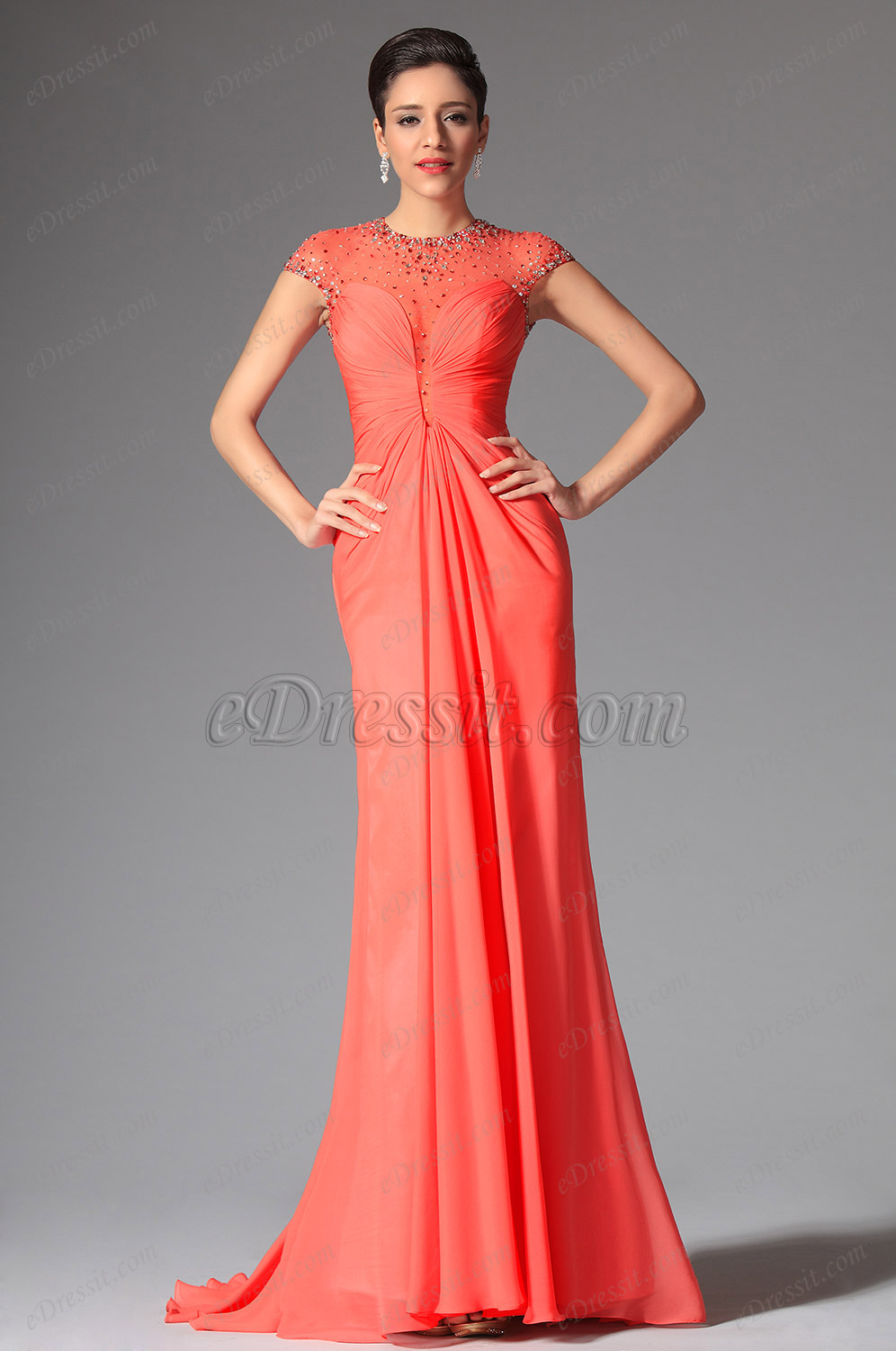Coral dresses with sleeves photo Coral dresses with sleeves photo