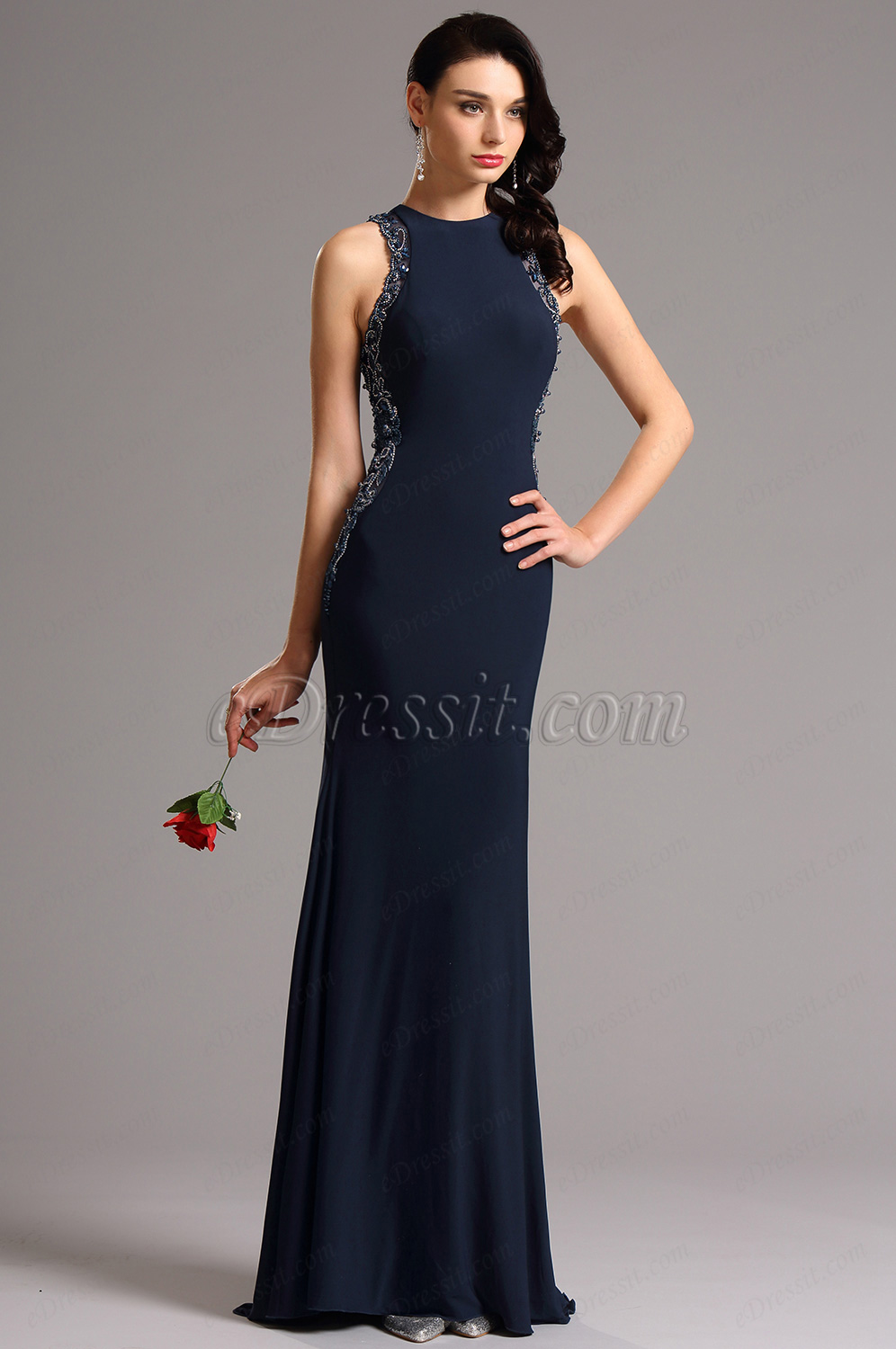 Wedding Navy Blue Formal Dress sleeveless beaded navy blue formal gown prom dress 36160905
