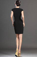 eDressit 2013 Neu Artikel Elegant Schwarz Kurze Ärmel Cocktail Abendkleid Ballkleid (03130800)