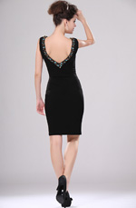 eDressit Sexy Schwarz Tief Ausschnitt Perlen Cocktail Kleid (04113100)