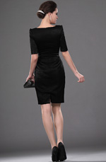 eDressit Neu stilvoll schwarz gefaltet Office Kleid Cocktail Kleid (26111000)