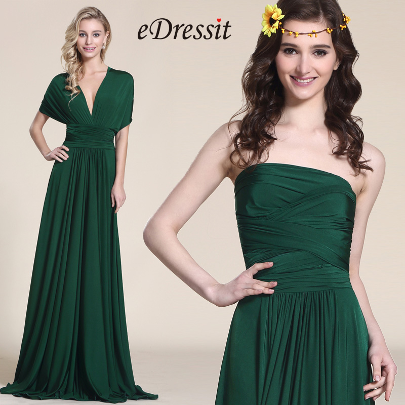 Convertible Dark Green Bridesmaid Dress Evening Gown