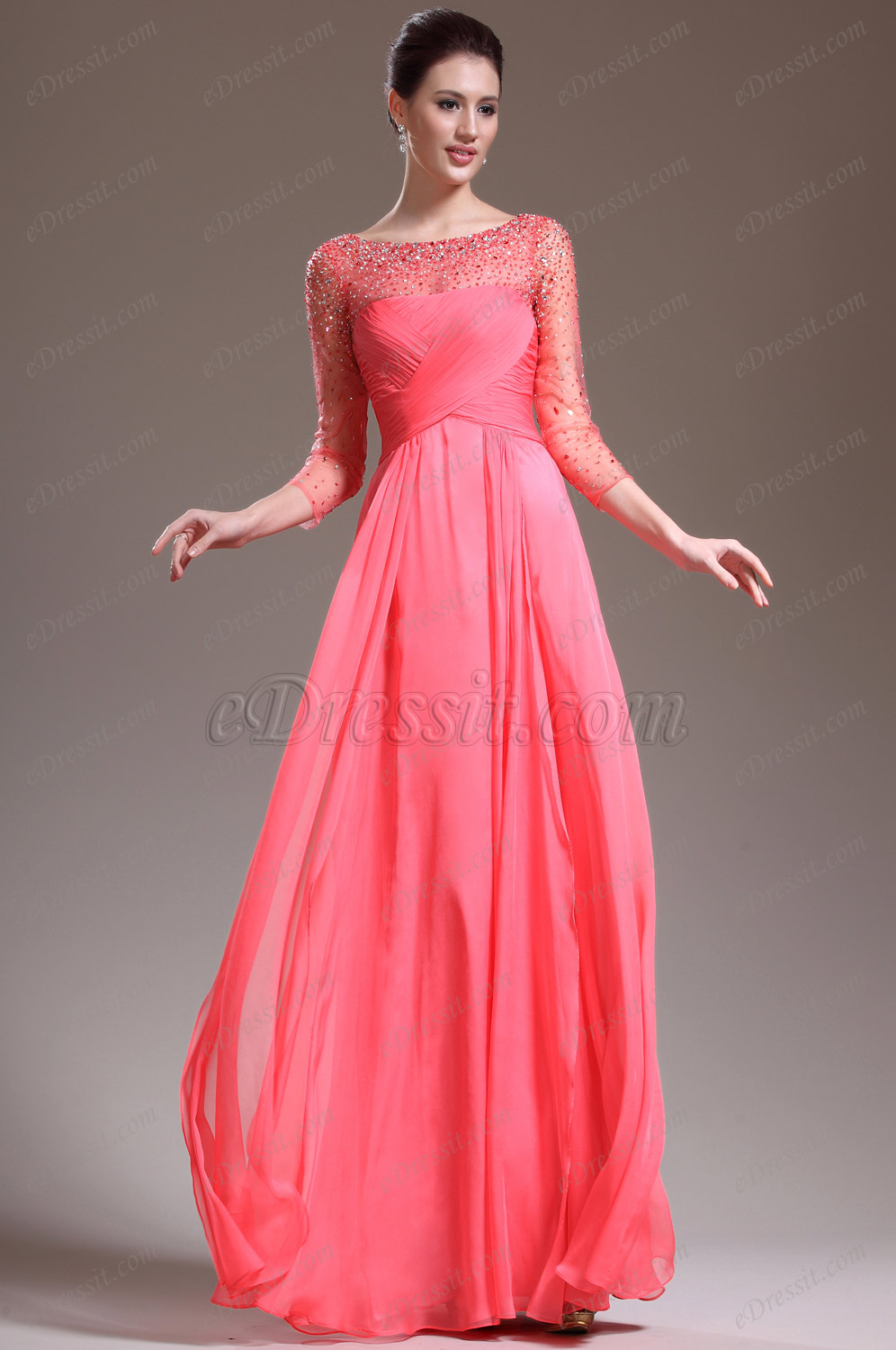 ... New Stylish Sleeves Beads Mother of the Bride Dress (26134357