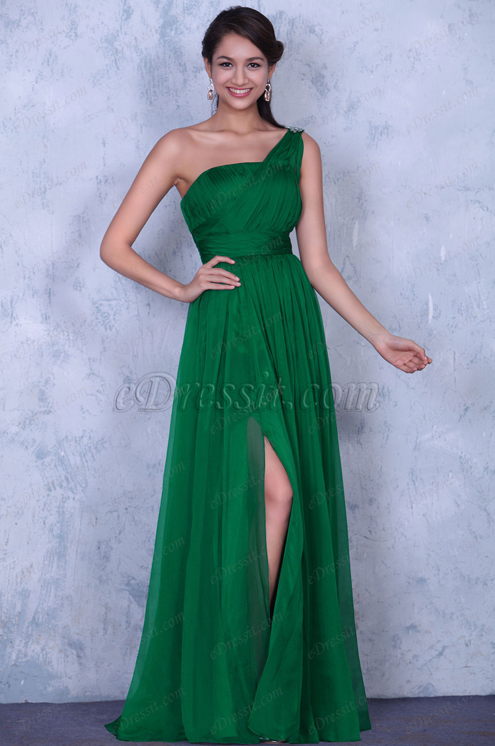 Robe longue verte fonce