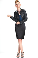 eDressit Neu Lady Schwarz Leder Jacket (03111700)