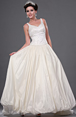 eDressit New V-cut Shiny Beaded Wedding Gown with Lace Bodice (01111407)
