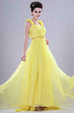 eDressit Bright Attractive Yellow Evening Dress with Flower Straps
