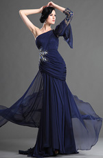 eDressit Dunkel Blaue Abendkleid mit Einzelnschulter (02122005)