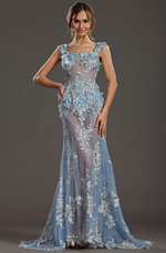 eDressit 2013 S/S Fashion Show Sexy Lace Blue Evening Dress Prom Gown (F00133132)
