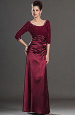 eDressit Stilvoll mit Rot Spitze Ärmel Kleid für Braut´s Mutte (26121817)