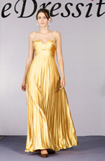 eDressit Charming Gold Pleated Satin Evening Dress
