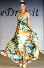 eDressit 100% Real Silk Halter Dress with Ruched Bust