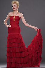 eDressit Neue Attraktiv Rot Traegerlos Abendkleid (00112102)
