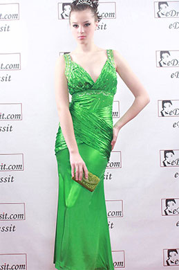 eDressit Green Deep V-Cut Sexy Ball Prom Gown Evening Dress