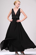 eDressit New Sexy Black V-cut Evening Dress