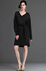 eDressit 2012 Nouveau Arrivé Charmante Noir V Col Robe de Journée (03123800)