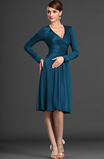 eDressit Long Sleeves V-Cut Blue Party Dress Day Dress (03121805)