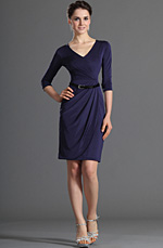 eDressit lang Ärmel V-Ausschinitt schwarz blau Party Kleid Arbeit Kleid (03120605)