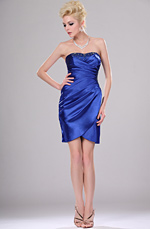 eDressit New Blue Strapless Ruched Cocktail Dress