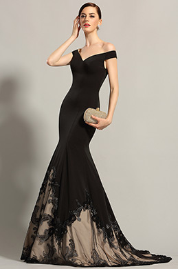 eDressit Off Shoulder V Neck Black Prom Dress Formal Gown (02153800) eDressit Off Shoulder V Neck Black Prom Dress Formal Gown (02153800)