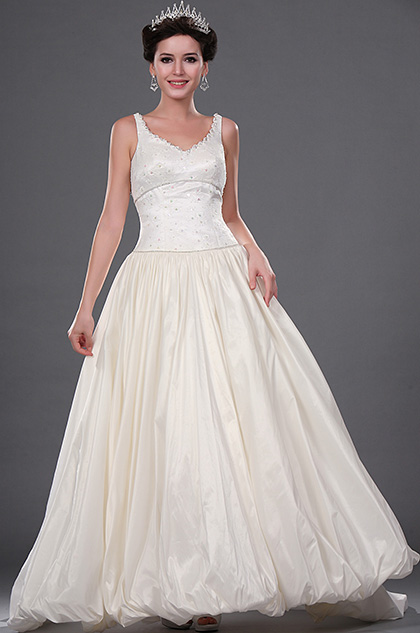 eDressit New V-cut Shiny Beaded Wedding Gown with Lace Bodice (01111407)