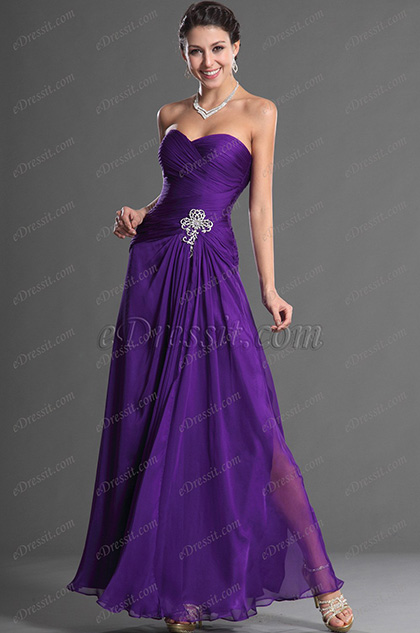 Sweetheart Strapless Purple Prom Gown Evening Dress (00129506)