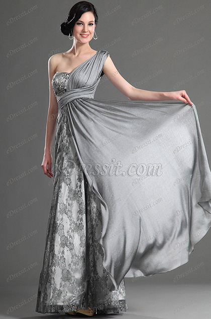 eDressit Fabulous Gray One Shoulder Evening Dress (00121208)