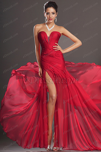 eDressit Stylish Ruched bodice Red Evening Dress (00120502)