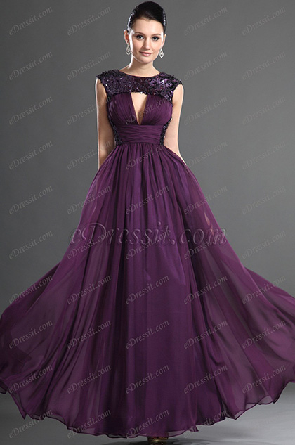 eDressit Plunging V-cut Purple Evening Dress (02123106)