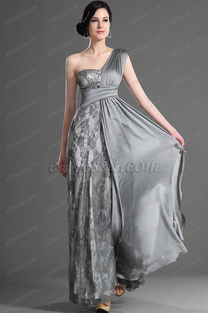 eDressit Fabulous Gray One Shoulder Evening Dress (00121208)