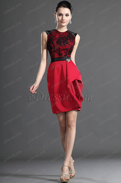 eDressit Elegant Sleeveless Red Lace Mother of the Bride Dress (26124802)