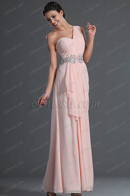 eDressit Glamorous Light Pink One Shoulder Evening Dress (00129301)