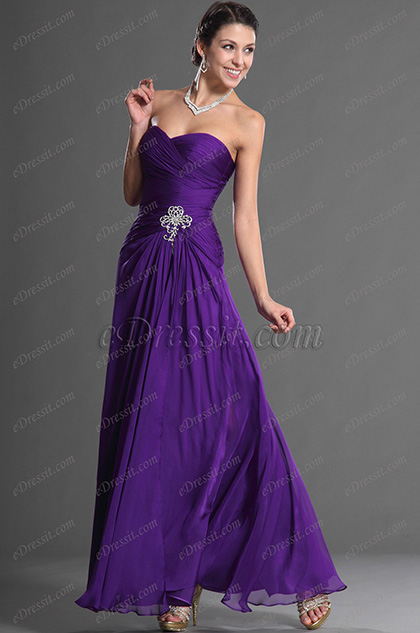 Sweetheart Strapless Purple Prom Gown Evening Dress (00129506)