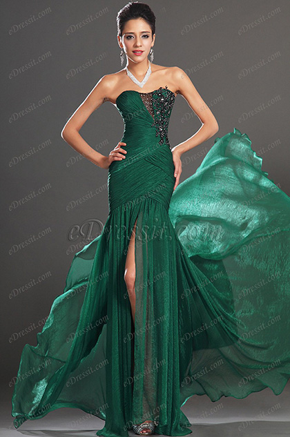 eDressit New Stunning Green High Slit Strapless Evening Dress (00134604)