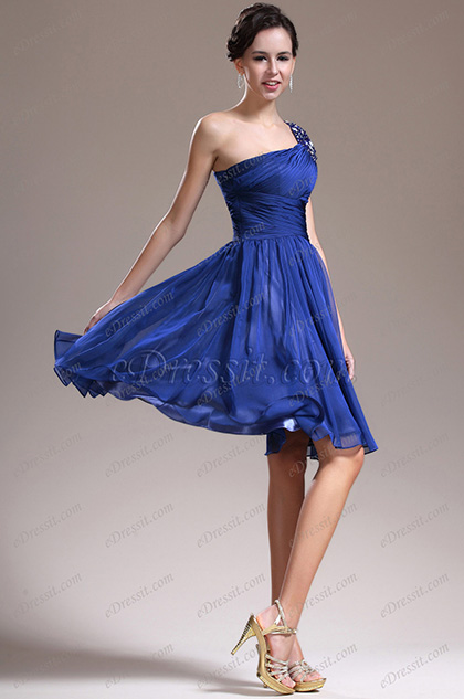 eDressit New Fabulous One Shoulder Blue Cocktail Dress Party Dress ...