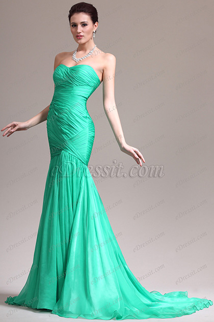 eDressit New Adorable Strapless & Sweetheart Green Evening Dress Prom ...