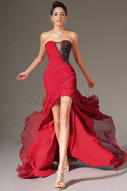 eDressit Stunning Red High Split Strapless Evening Dress (00134602)