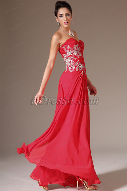 eDressit Red Strapless Sweetheart Lace Prom Evening Dress (00140702)