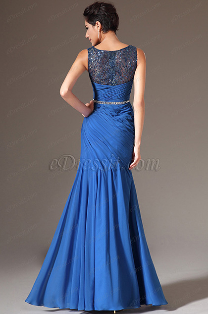 eDressit Blue Sequined Lace Top High-Slit Evening Gown(00143105)
