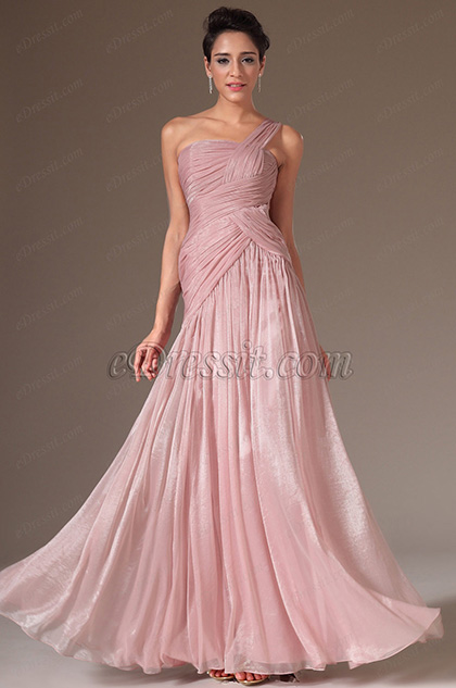 eDressit Simple One-Shoulder Pleated A-Line Prom Dress(00146446)