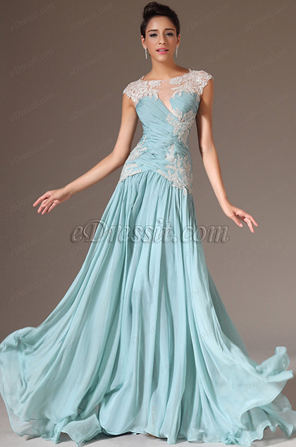 sheer top evening gown