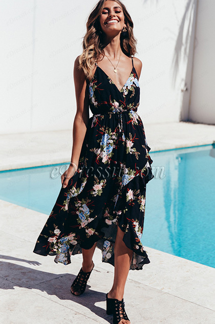 Chic Printed Holiday Dress Summer Dress