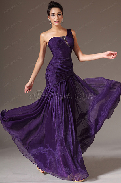 eDressit Purple Simple One-Shoulder Floor-Length Dress(00142606)