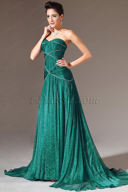 eDressit Green Strapless Sweetheart Evening Gown (00140604)