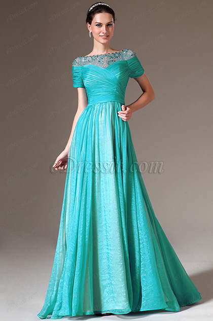 eDressit Blue Beaded Lace Top A-Line Prom Dress (26145805)